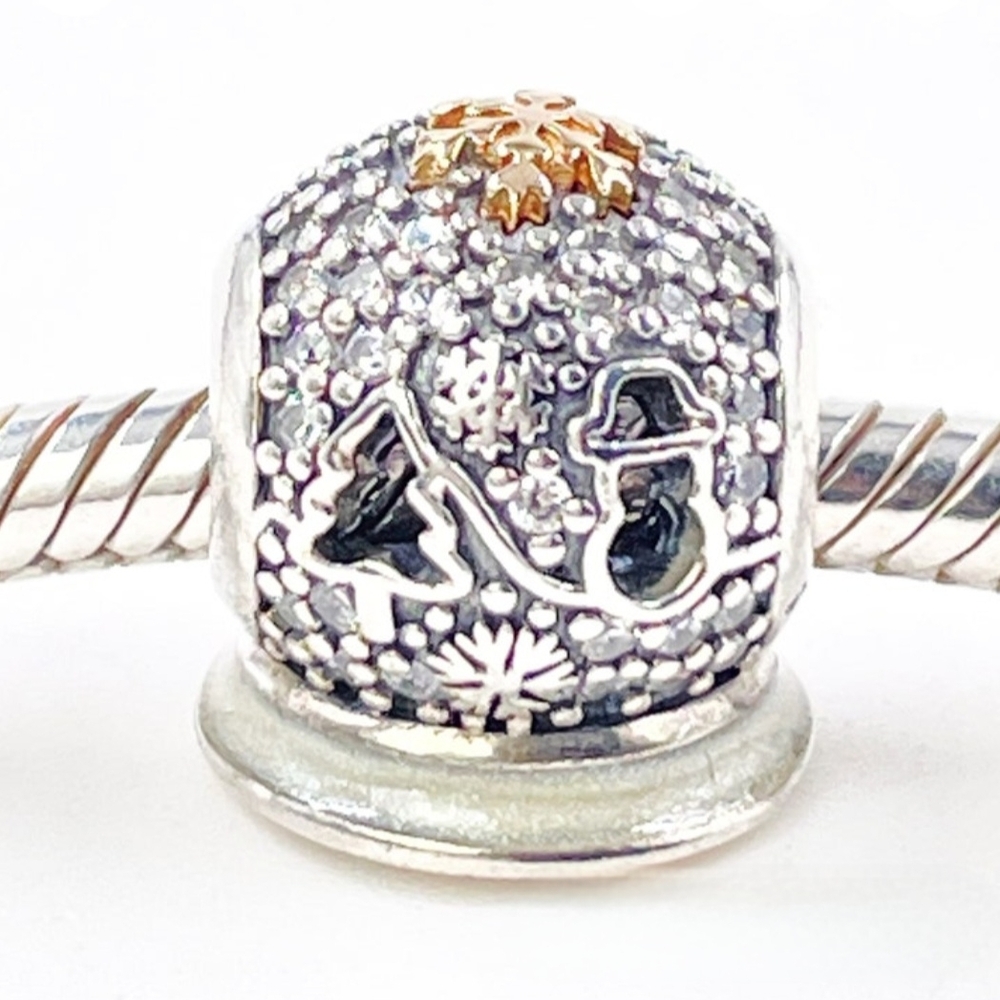 Silver and Gold Snowman Charm